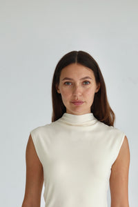 Off-shoulder top ivory front view