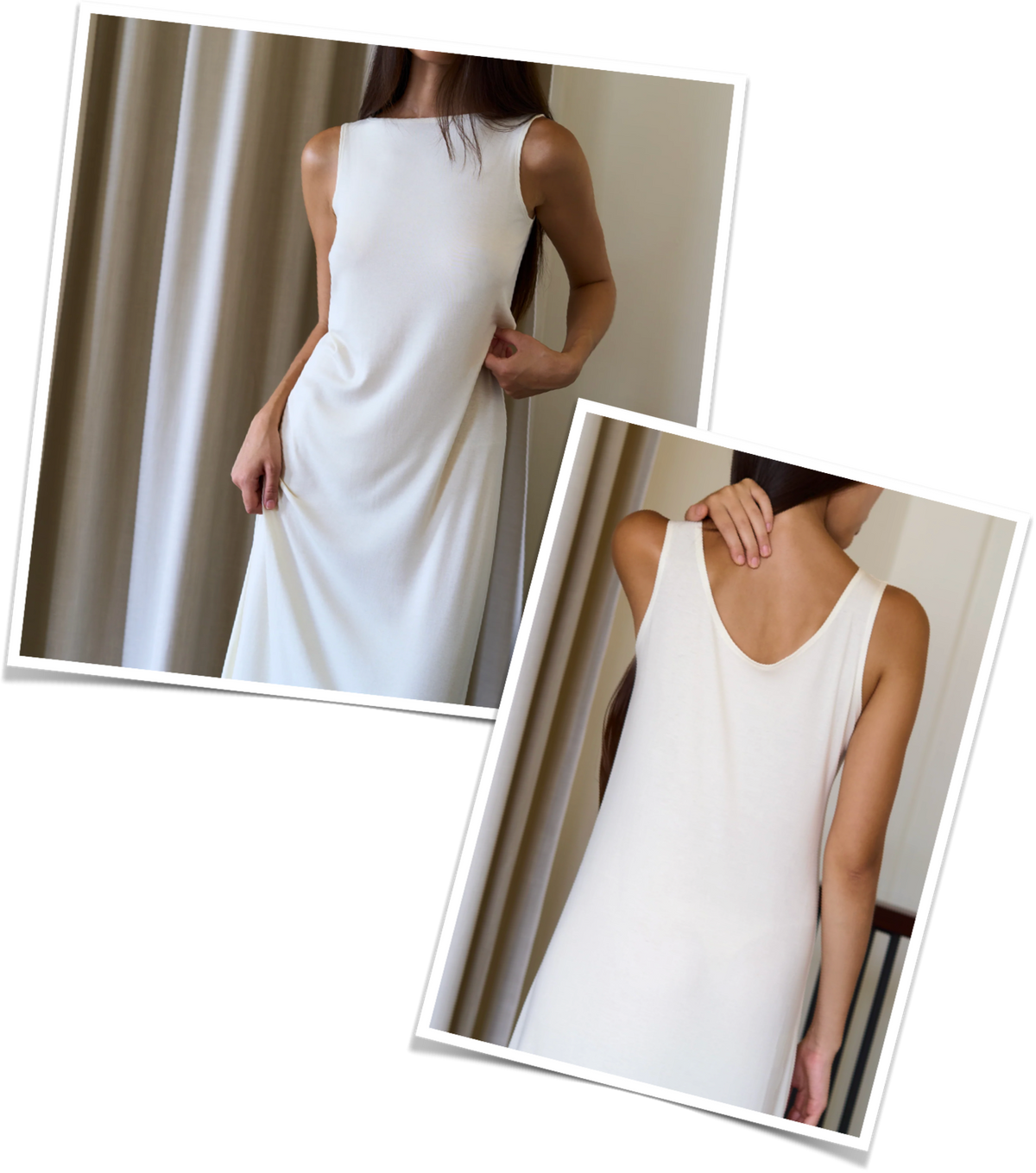 Flip tank dress in ivory