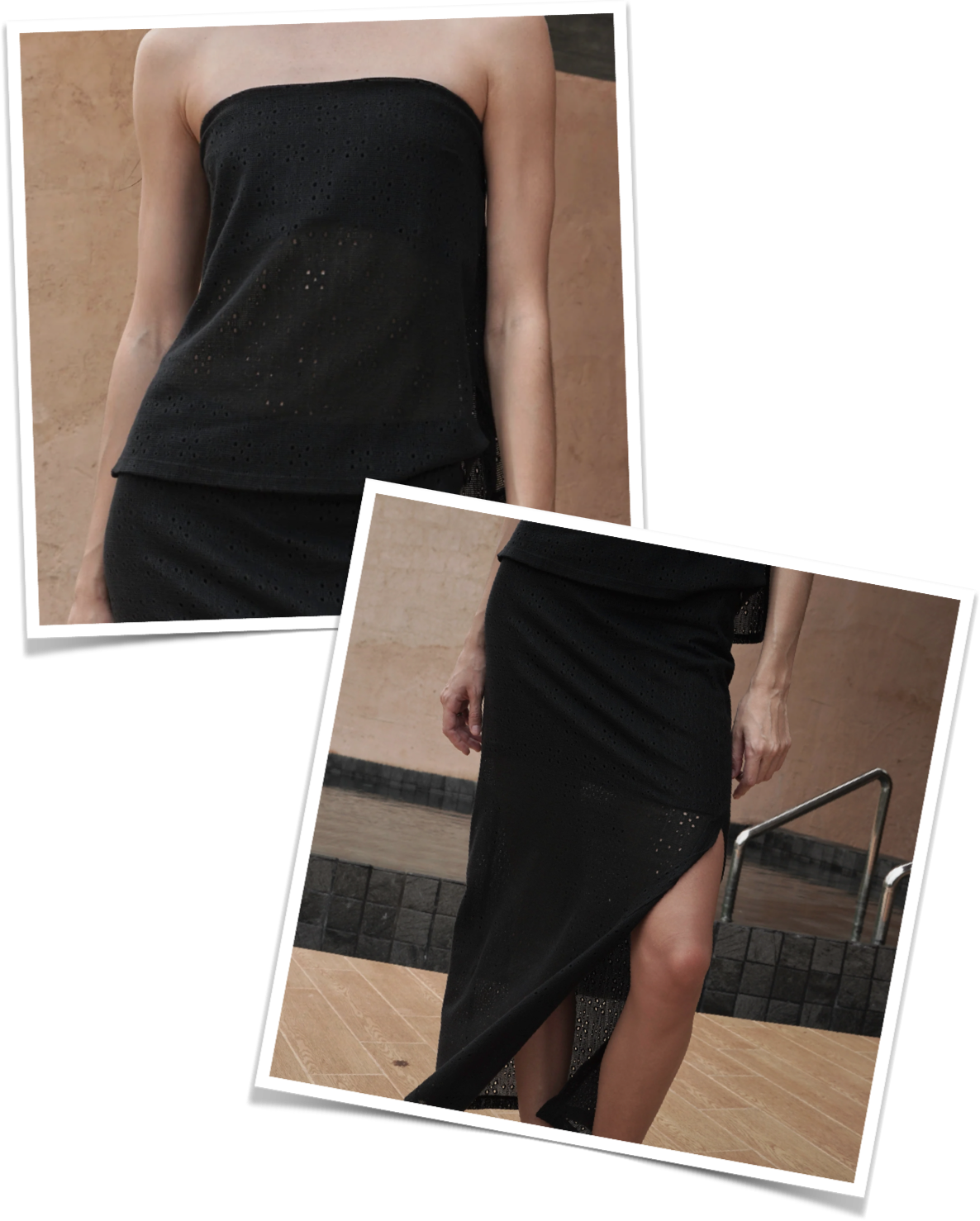 Bandeau top with a maxi skirt in black
