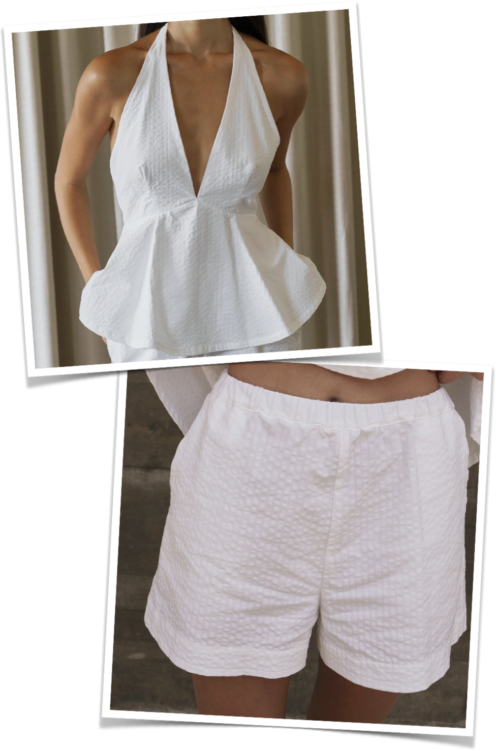 Striped halter peplum top with matching shorts
